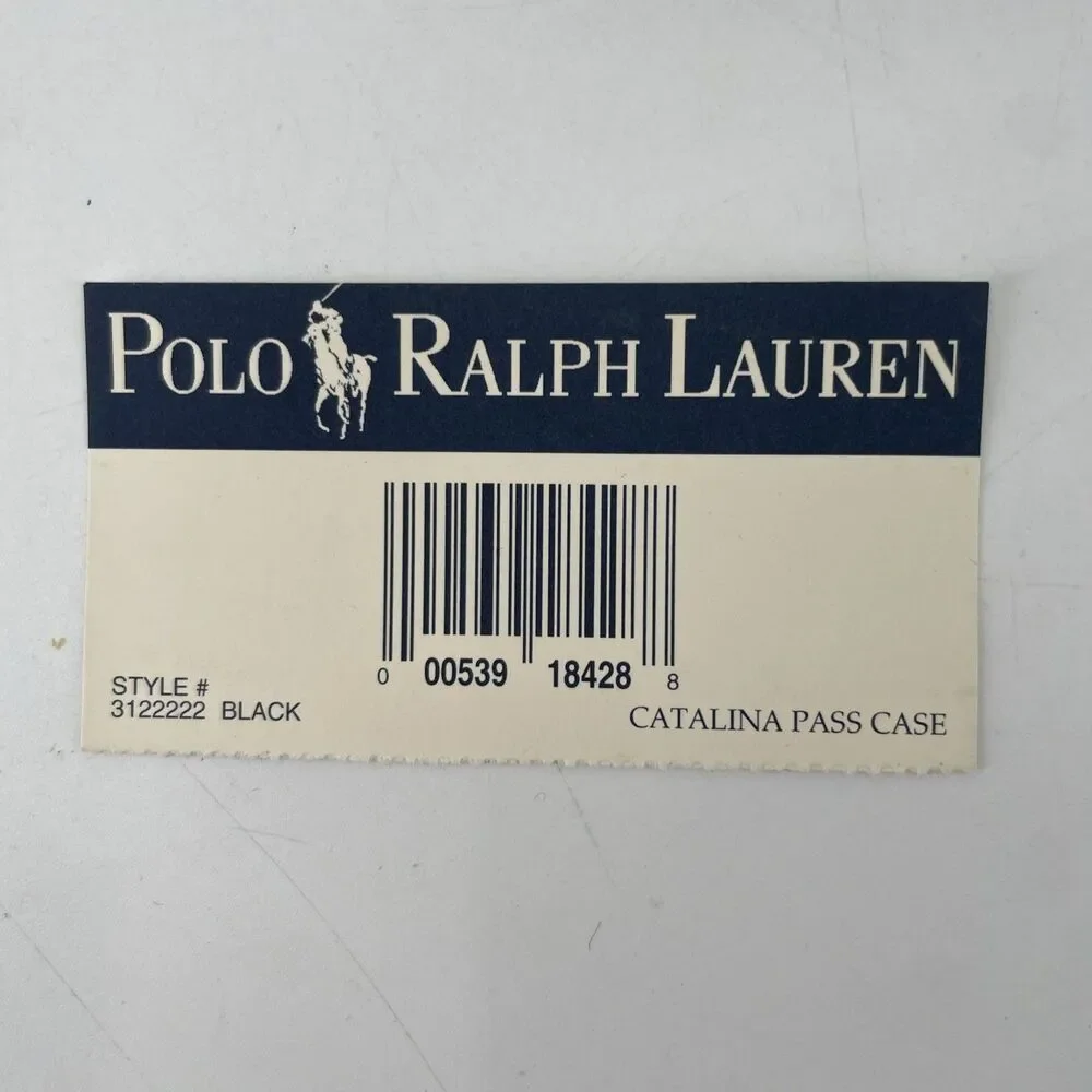 Polo Ralph Lauren CATALINA Pass Case Black Pebbled Leather Bifold Wallet NEW
